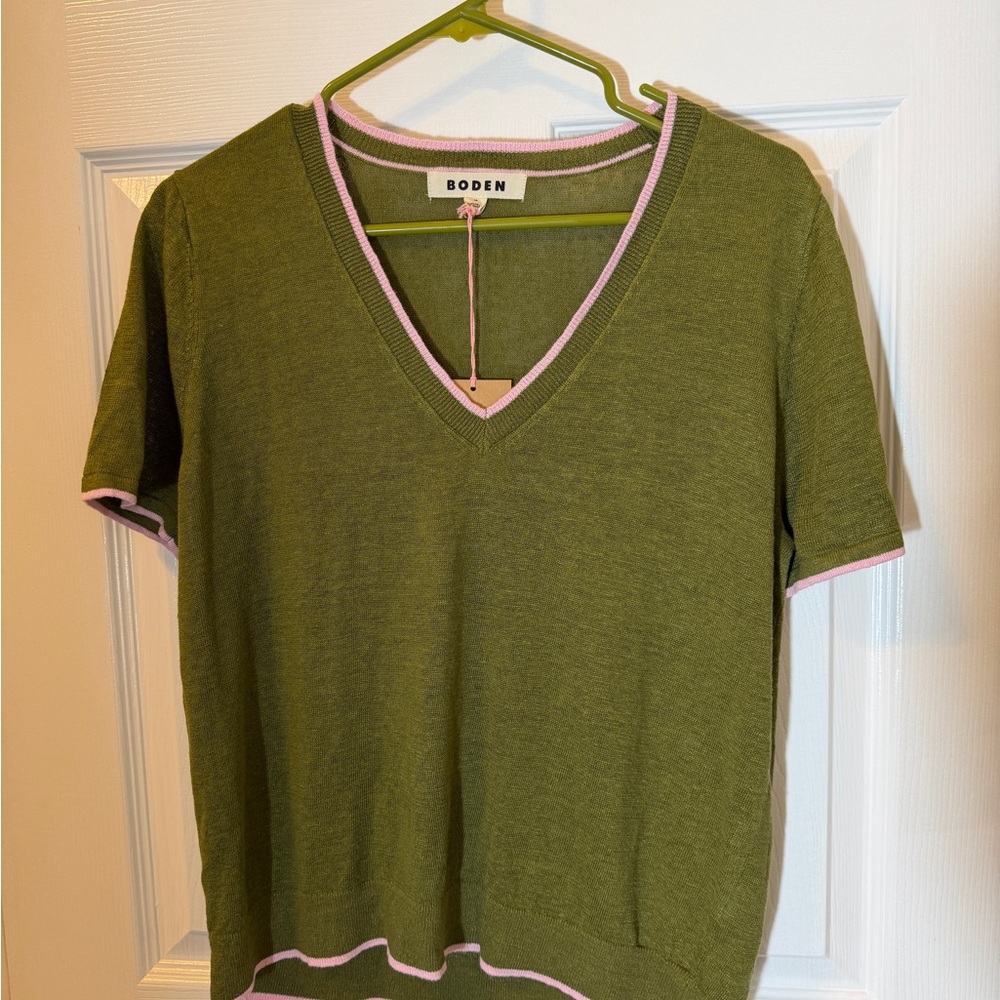 Boden Maggie V-Neck Linen T-Shirt NWT - Picture 2 of 4